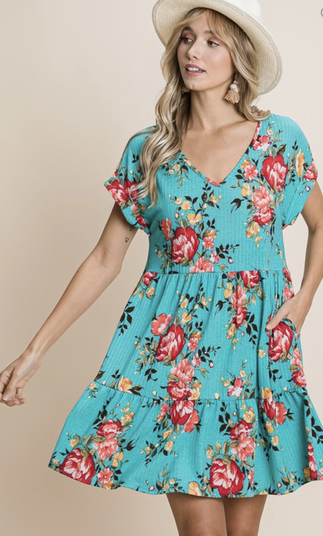 Alana Turquoise Floral dress ...
